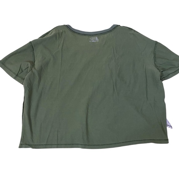 Time and Tru Women Top 100% Pima Cotton Scoop Neck Chest Pocket Green Size XL - Picture 7 of 10